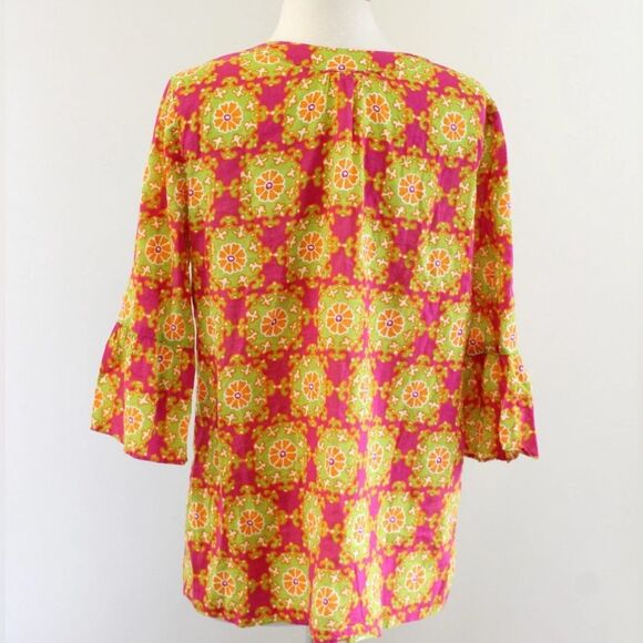 J. Crew 100% Cotton Lightweight Pink Yellow Babydoll Top size Small - Picture 2 of 6